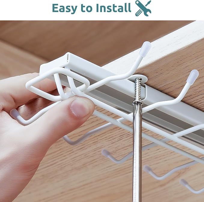 LiaMeE Sliding Mug Hooks Under Cabinet - Image 5