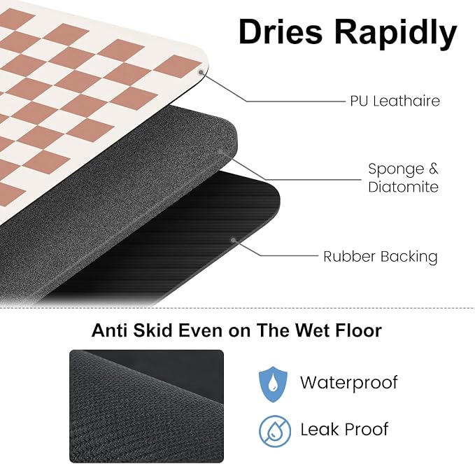 Clinuse Coffee Mats, Quick Dry Mat, Diatomite Absorbent Aesthetic Large Drying - Image 4
