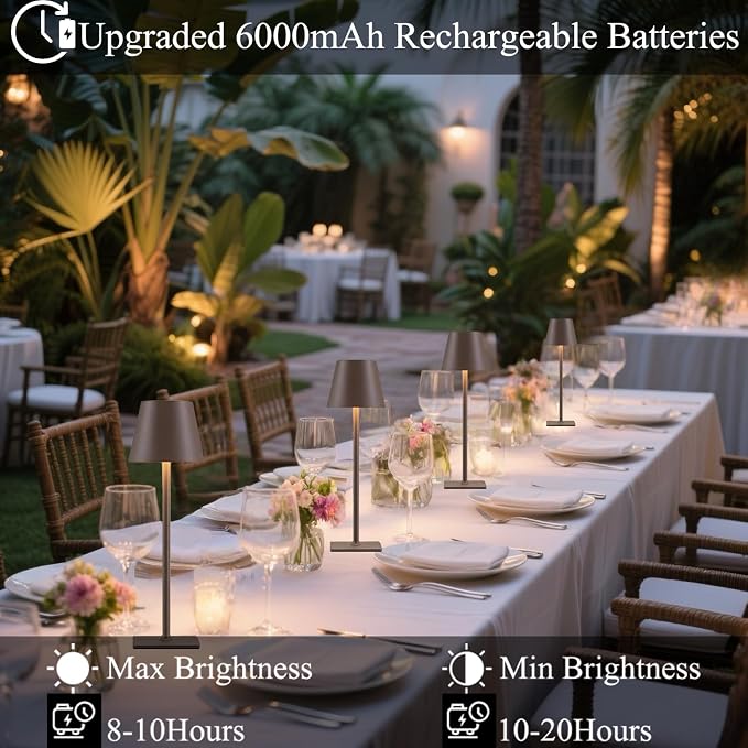 4 Pack Brown Cordless Table Lamps-Wireless Rechargeable Lamps Bulk of 4 - Image 2