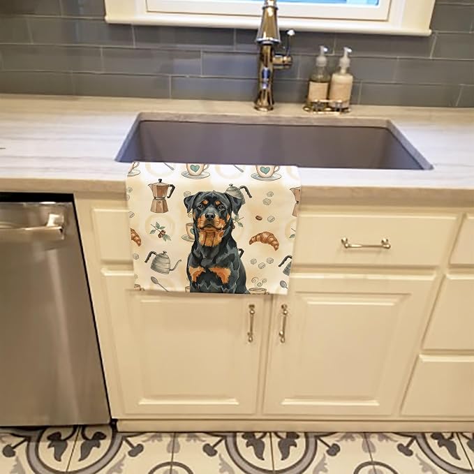 Caroline's Treasures Rottweiler Coffee Bar Kitchen Towel Velour Plush Front and - Image 2
