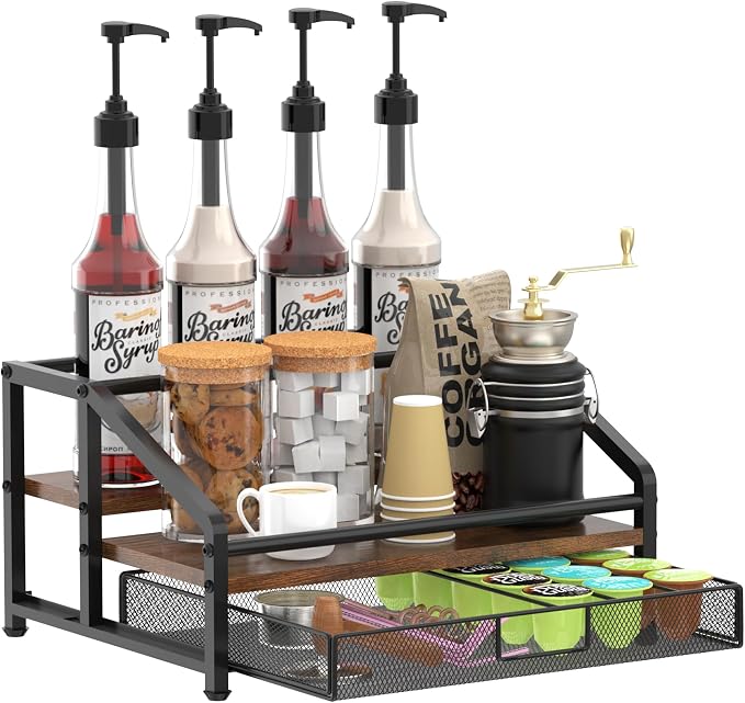Alyoen Coffee Syrup Organizer Rack, 3-Tier Coffee Station Organizer by Alyoen
