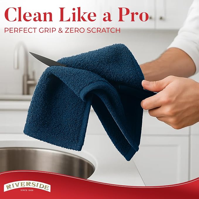 RIVERSIDE Bar Mop Towels Pack of 12, 16x19 Inches, 100% Ring Spun Cotton Terry - Image 7