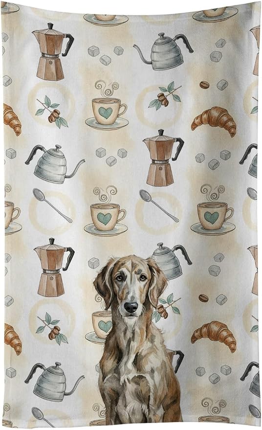Caroline's Treasures Brindle Scottish Deerhound Coffee Bar Kitchen Towel Velour by CarolinesTreasures