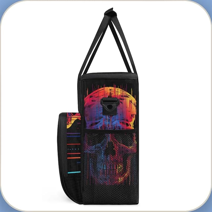 Funny Skull Skeleton Coffee Maker Carring Bag, Large Insulated Storage - Image 4
