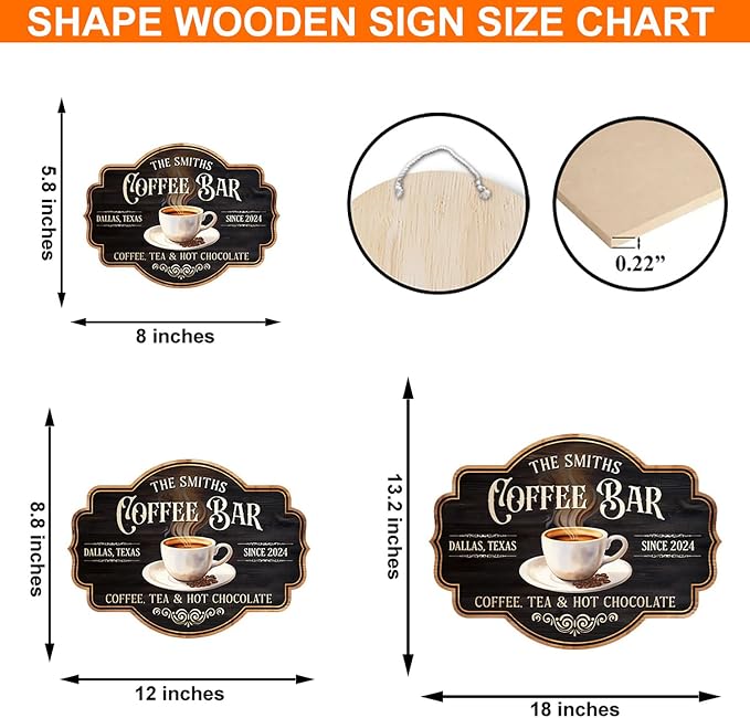 THUYPT Personalized Coffee Sign, Coffee Wooden Sign Plaque Wall Hanging Coffee - Image 2