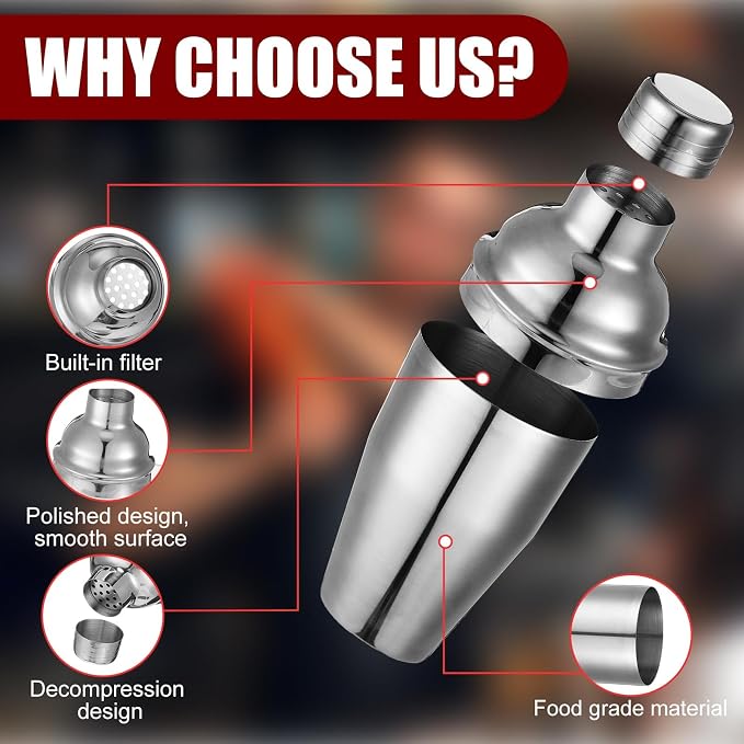 Nitial 9 Pcs Bar Cocktail Shaker Professional Stainless Steel Martini Drink - Image 3