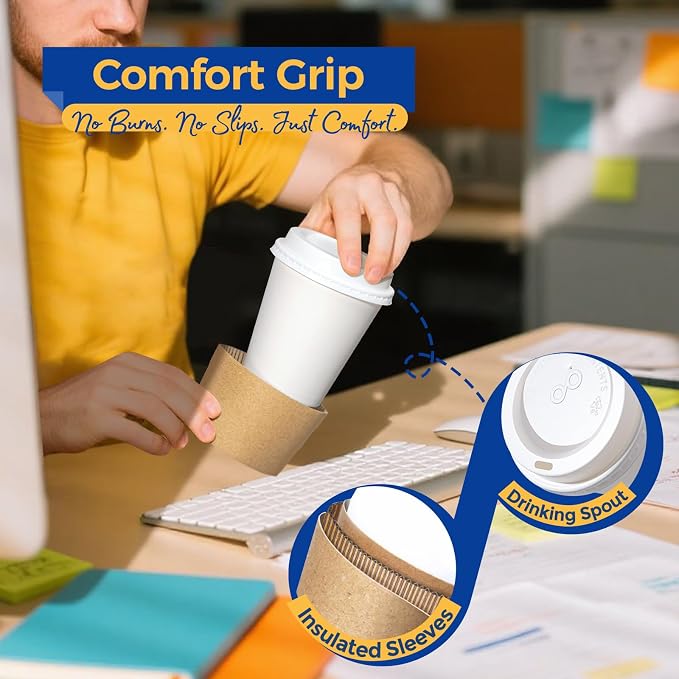 Fit Meal Prep 100 Pack 10 oz Disposable Coffee Cups - Image 3