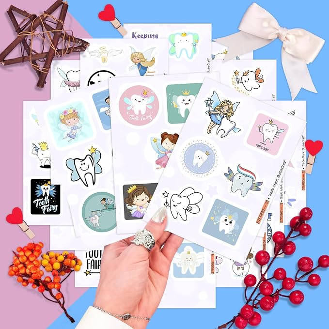 100Pcs Tooth Fairy Stickers for Water Bottle and Laptop - Image 6