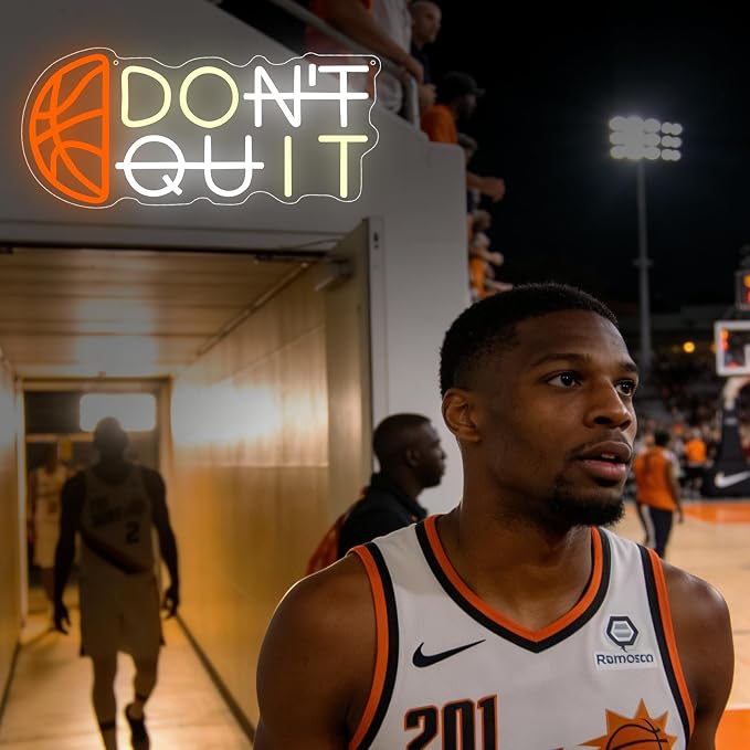 Basketball Don't Quit Neon Sign, Light Up Basketball Decor - Image 2