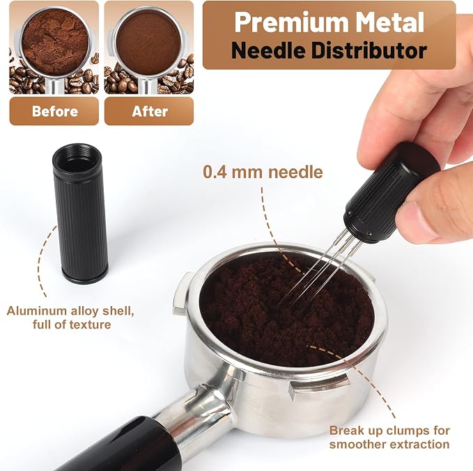 51mm Espresso Accessories Kit – Coffee Distributor and Tamper Leveler, WDT Tool - Image 4