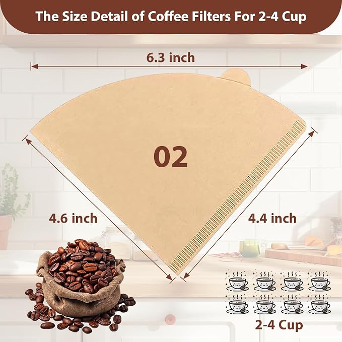 200 Count Coffee Filters V-60, Disposable Cone Coffee Filters 2-4 Cup, - Image 3