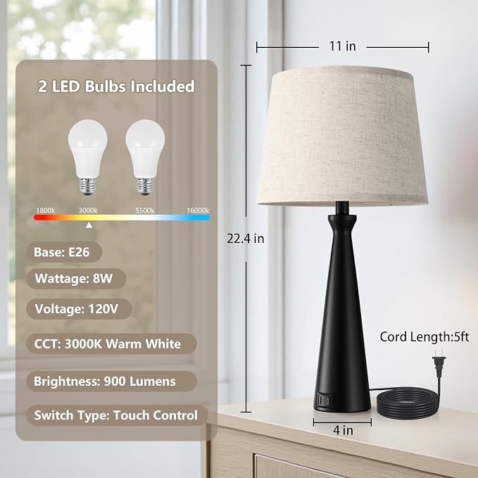 Seealle Modern Table Lamps Set of 2 - Image 7