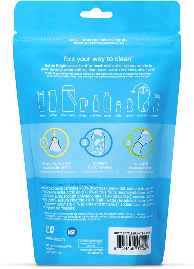 Bottle Bright Cleaning Tablets 12, Thermos | Removes Coffee Tea Stains - Image 2