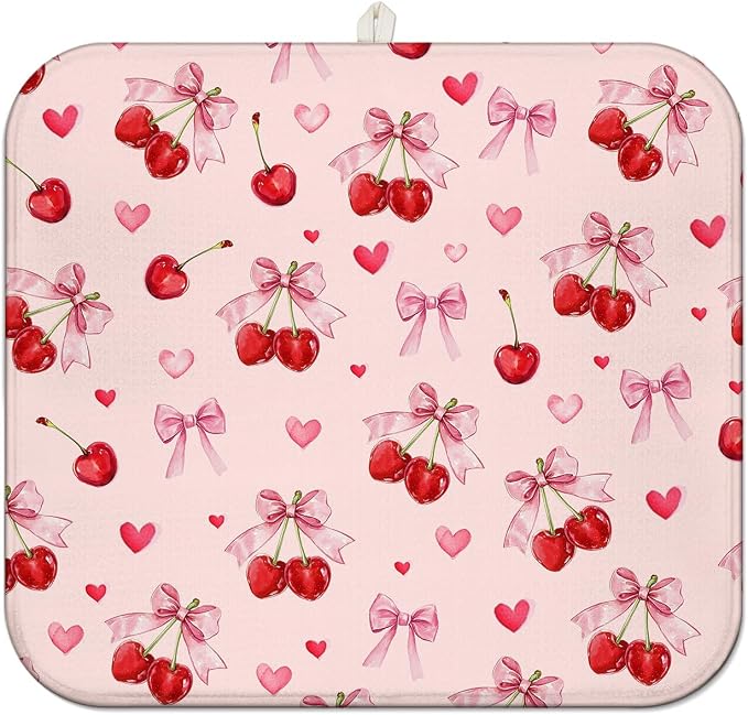 Cherry Dish Drying Mat for Kitchen Counter, Washable Absorbent Kitchen by Unknown