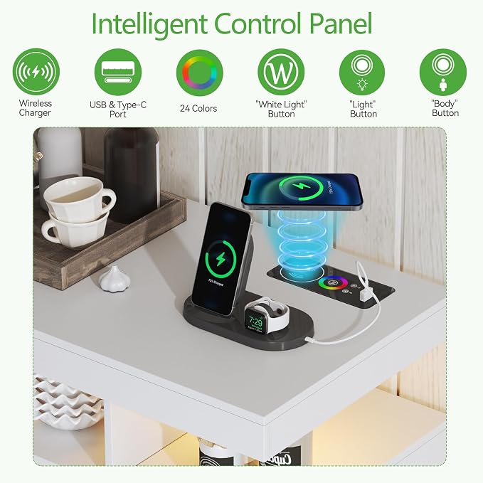 WOOVIVS LED Sideboard Buffet Cabinet - Image 4