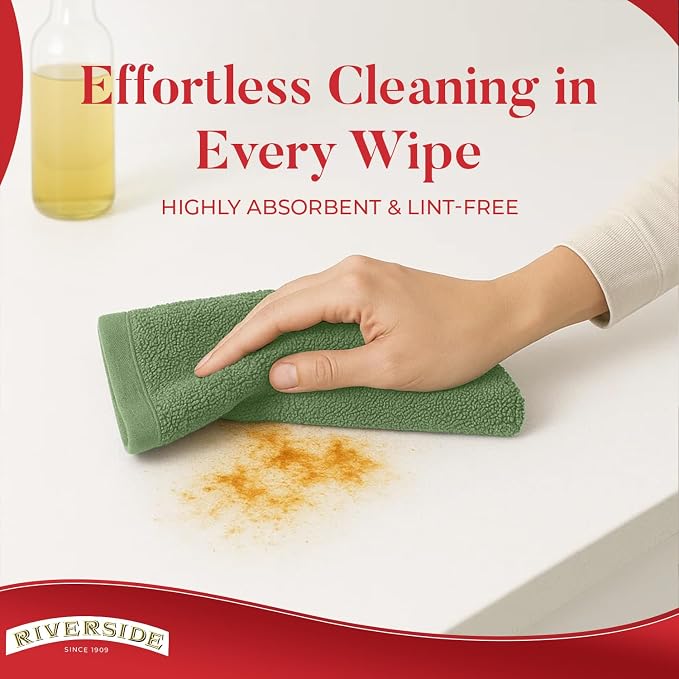 RIVERSIDE Bar Mop Towels Pack of 12, 16x19 Inches, 100% Ring Spun Cotton Terry - Image 4