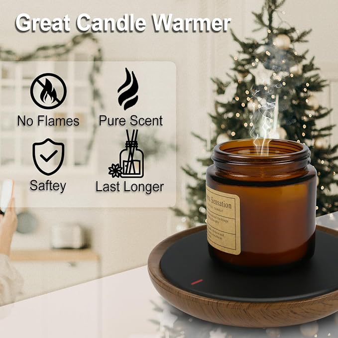 Coffee Mug Warmer, Candle Warmer Plate Wood Grain Style, Wax Melt Warmer - Image 2