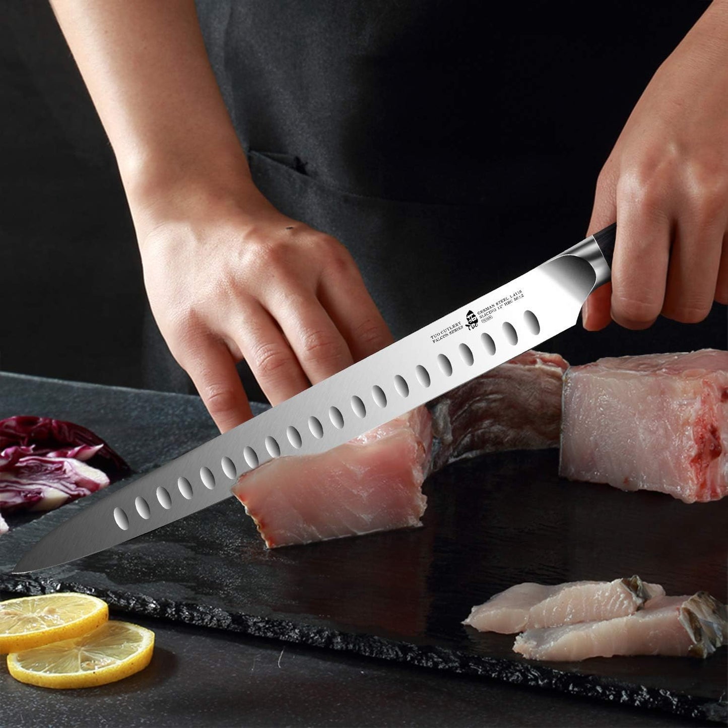 TUO Turkey Brisket Knife, 12 Inch Slicing Knife, High Carbon 1.4116 German Steel, Ergonomic Pakkawood Handle with Gift Packaging - Falcon Series