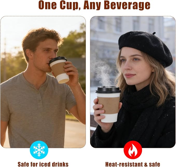 Coffee Cups, 50 Pack 12 oz Disposable Coffee Cups - Image 7