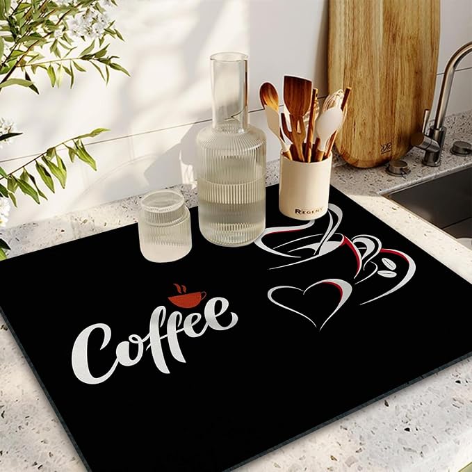 Coffee Bar Mat Rubber Dish Drying Mat - Image 2