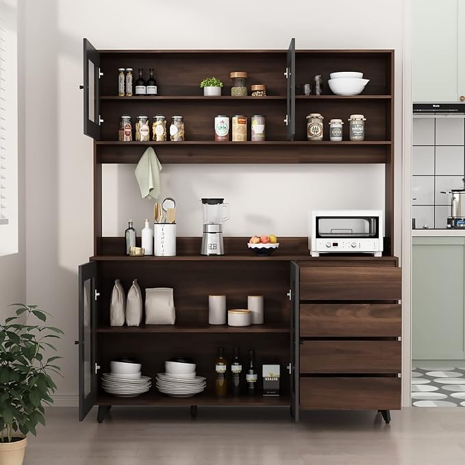 AGOTENI Large Kitchen Hutch Cabinet, Storage Cupboard Pantry by AGOTENI