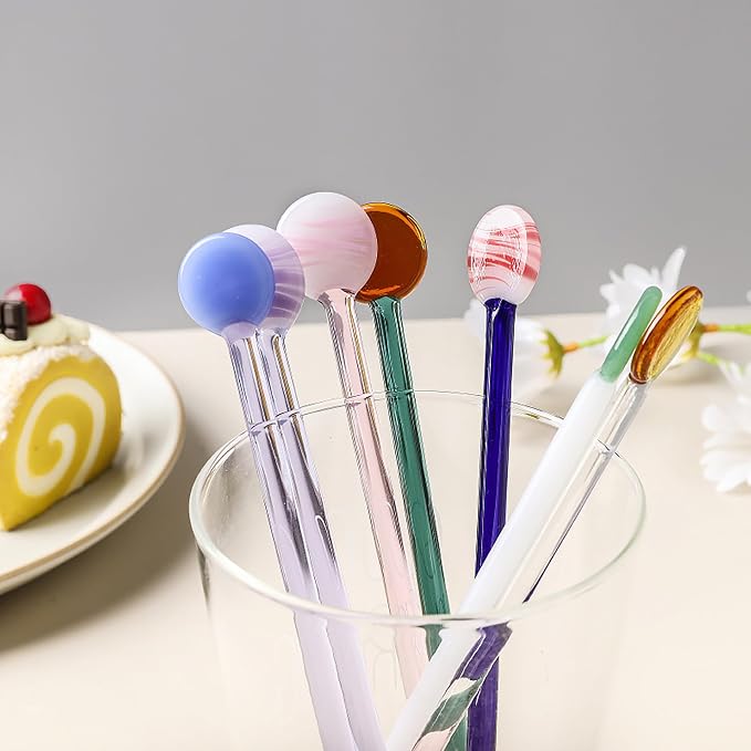 4 Pieces Glass Swizzle Sticks Cocktail Stirrers Clear Mixing Spoon Coffee Tea - Image 4