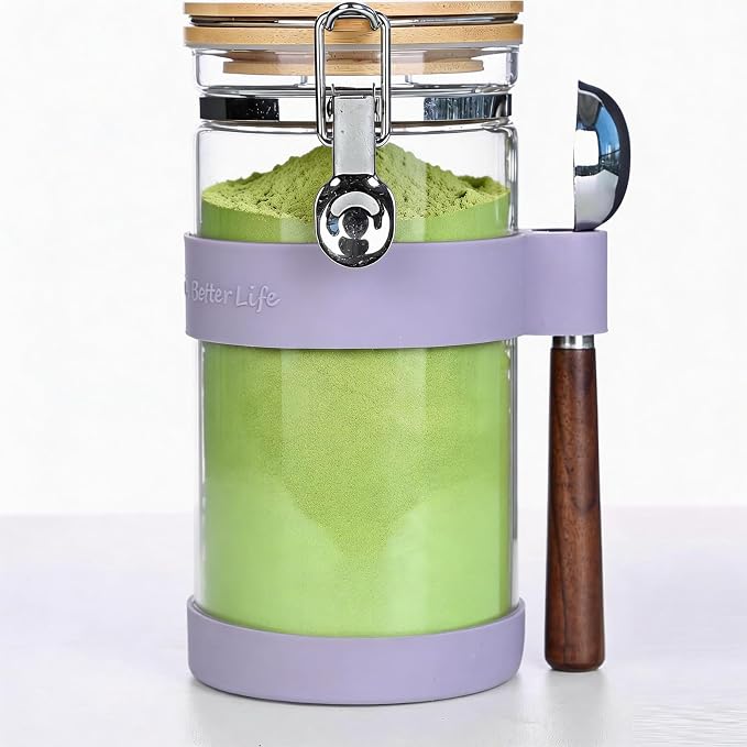 KKC Airtight Glass Matcha Container - 1200ml Large Matcha Storage Jar with by KKCHOMEACCENTSGmbH