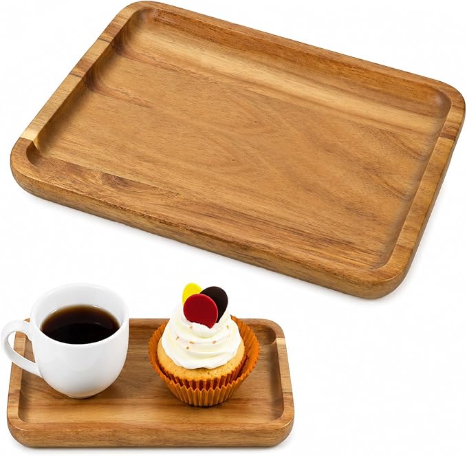 Small Wood Tray Acacia Wood Serving Trays Mini Rectangle Wooden-Tray Dispenser by Unknown