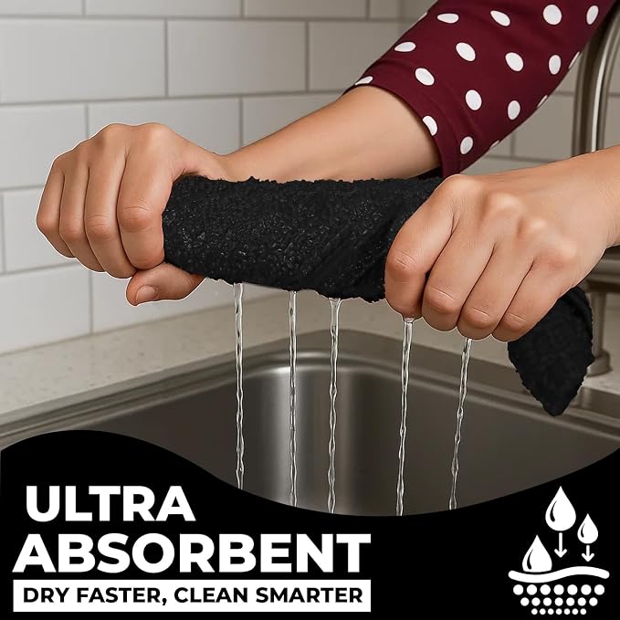 DAN RIVER Premium Black Kitchen Towels - Image 7
