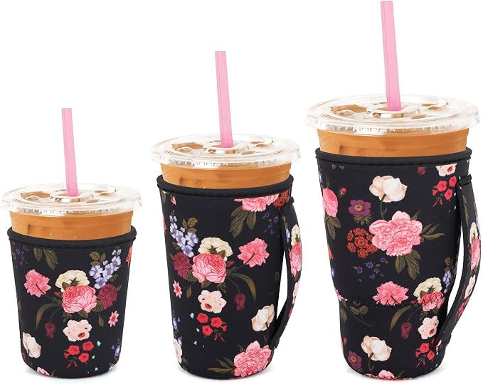 3 Pack Iced Coffee sleeve Insulated Neoprene Cup Sleeves by Snowso