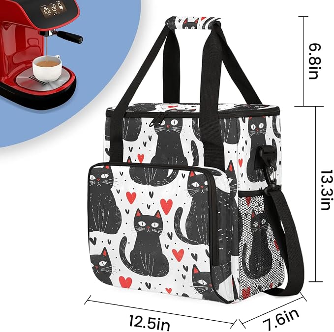 Cartoon Cats Coffee Maker Carring Bag, Large Insulated Storage Organizer Case - Image 2
