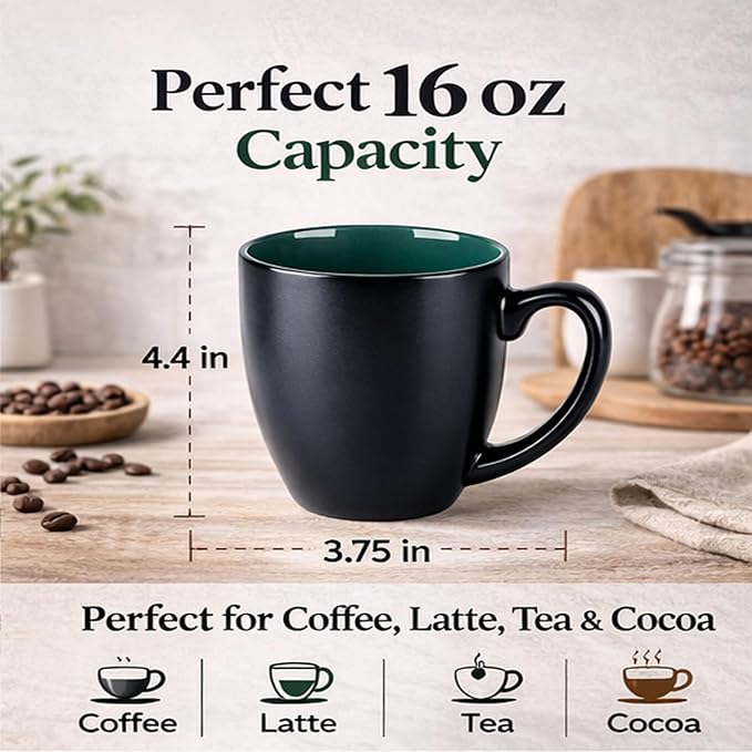 GBhome 16oz Coffee Mugs Set of 6, Large Ceramic Coffee Mugs - Image 2