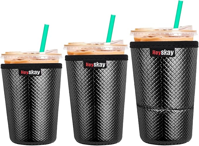HEYSKAY Insulated Coffee Cup Sleeves Reusable Neoprene PU Leather Universal by HEYSKAY