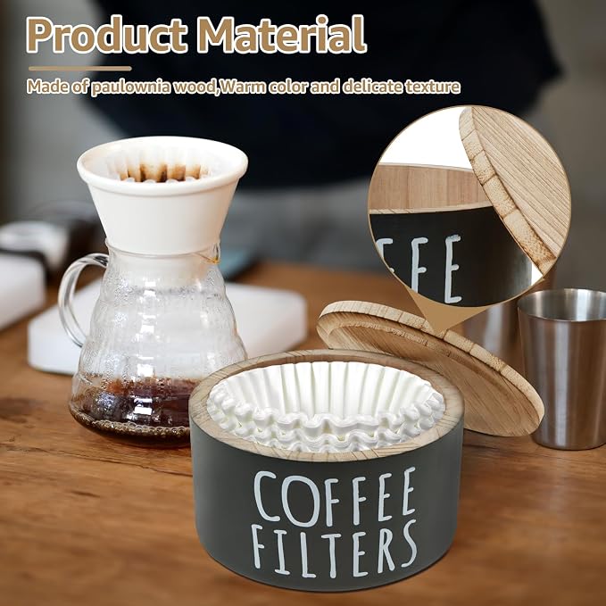 Coffee Filter Holder Wooden Coffee Filter Storage Container - Image 2