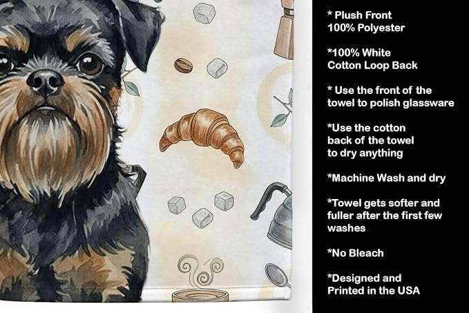 Caroline's Treasures Black and Tan Brussels Griffon Coffee Bar Kitchen Towel - Image 4
