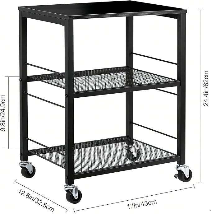 MOOACE 3 Tier End Table with Wheel, Rolling Storage Shelf Side Table Nightstand - Image 3