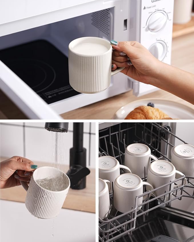 famiware Coffee Mug Set for 6, Star 12 oz Catering Mugs Cup Set - Image 6