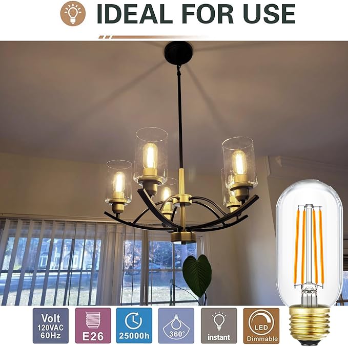 LEOOLS Dimmable E26 led Bulb 8W Equal 75 watt Vintage LED Edison Bulb Clear - Image 2