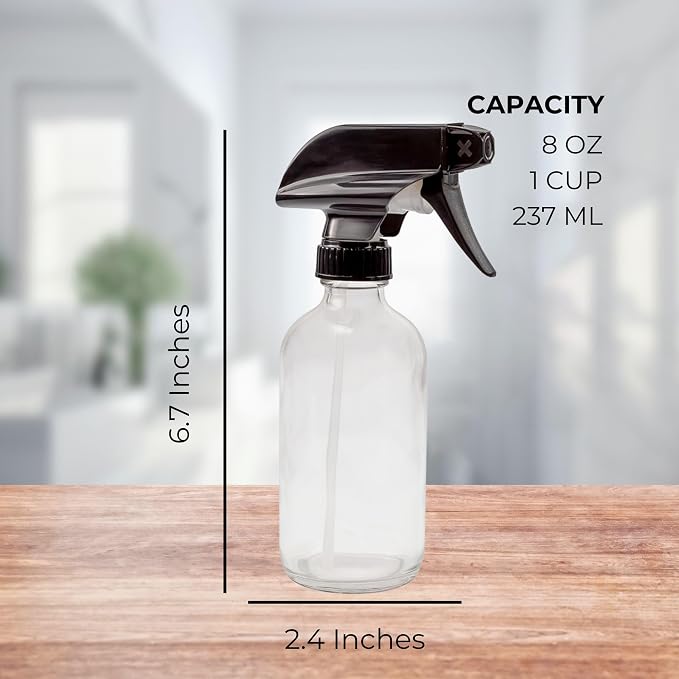 Cornucopia Brands 8-Ounce Clear Glass Spray Bottles; Boston Round Bottles w/ - Image 6