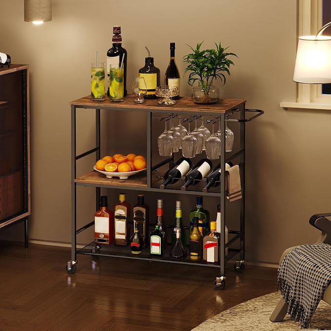 HOOBRO Bar Cart for The Home, 29.5 inches 3-Tier Serving Cart - Image 3