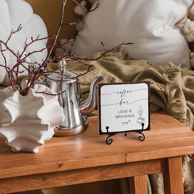 Wooden Sign, 5x5 Inch, Love Is Brewing, Coffee Bar - Image 5