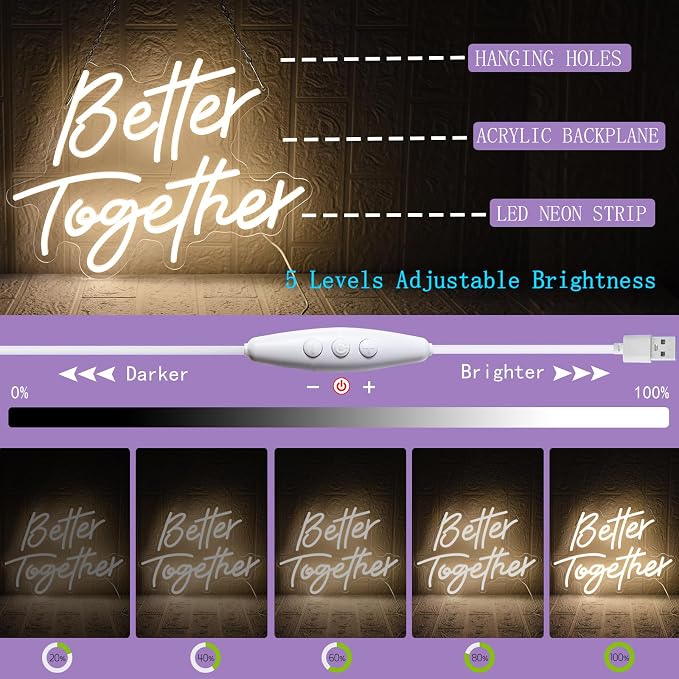 Better Together Neon Sign, Wedding Neon Sign, LED Neon Light - Image 4