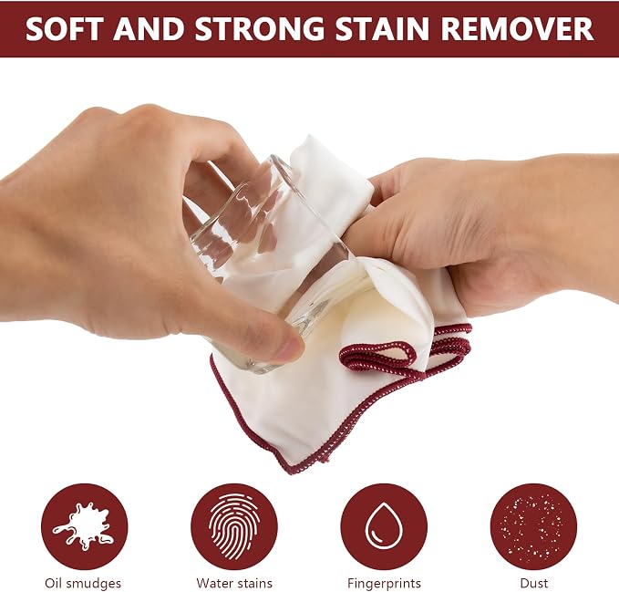 5 Pcs Wine Glass Polishing Cloths Large Microfiber Cleaning Cloths 20 x 14 Inch - Image 3