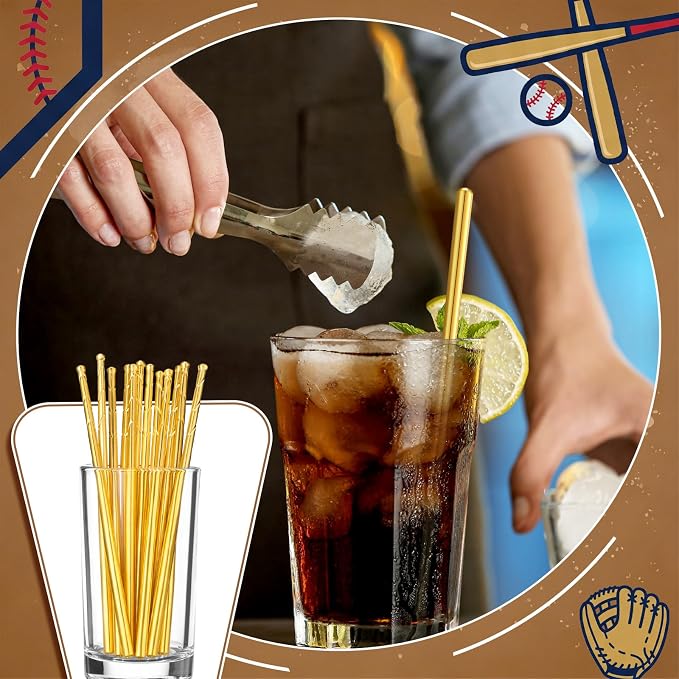 12 Pcs Baseball Bat Cocktail Stirrers Metal Coffee Beverage Stirrer 4.8 Inch - Image 5