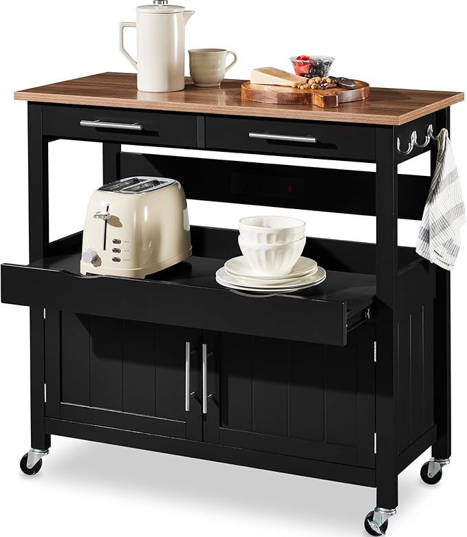 Best Choice Products 36in Large Rolling Kitchen Island Cart, 2-Door Cabinet by Unknown