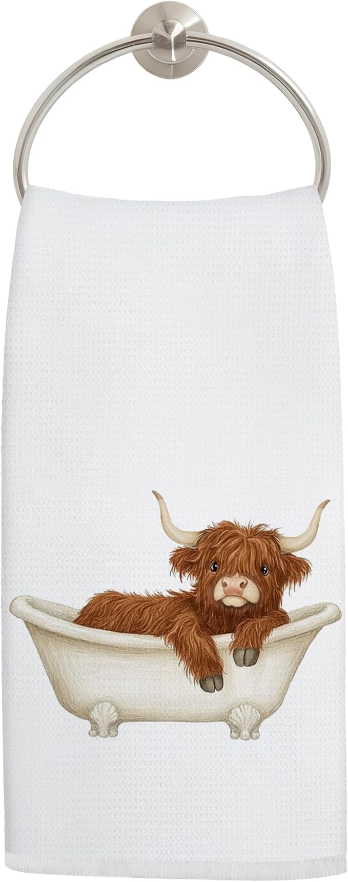 Funny Highland Cow Bathroom Hand Towels, Highland Cow Bathroom Decor, Cute by Unknown