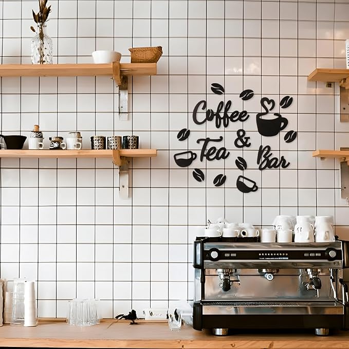 Homenthus Wood Coffee Bar Sign for Wall Decor, Farmhouse Wooden Coffee and Tea - Image 3