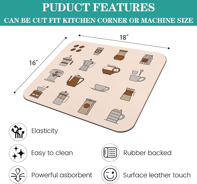Fun Absorbent Coffee Bar Mat - Image 3