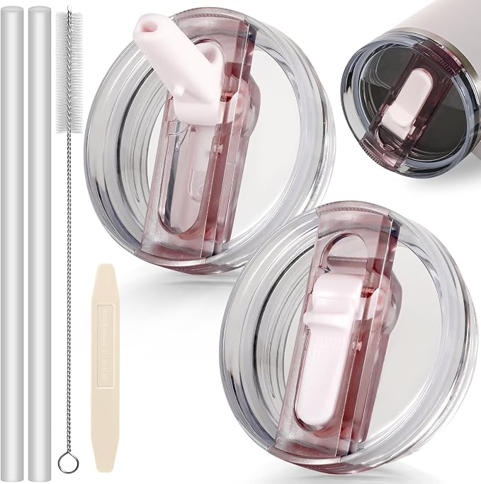 40oz Flip Straw Leak Proof Lid for Stanley Cup Accessories, 2 Pack No Spill Lid by ANTAND