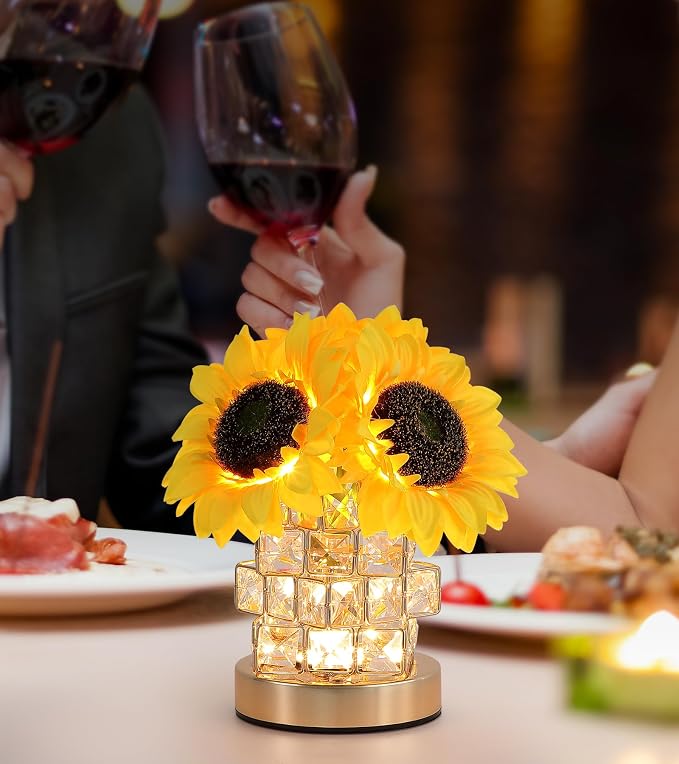 AIHYING Sunflowers Flower Lamp, Rechargeable Cordless Touch Lamp, 3-Colour - Image 8